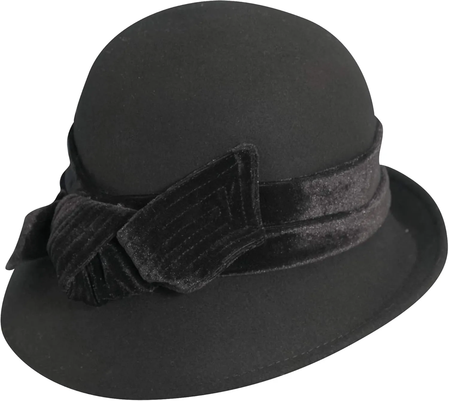 Scala Women's Wool Felt Cloche with Velvet Bow