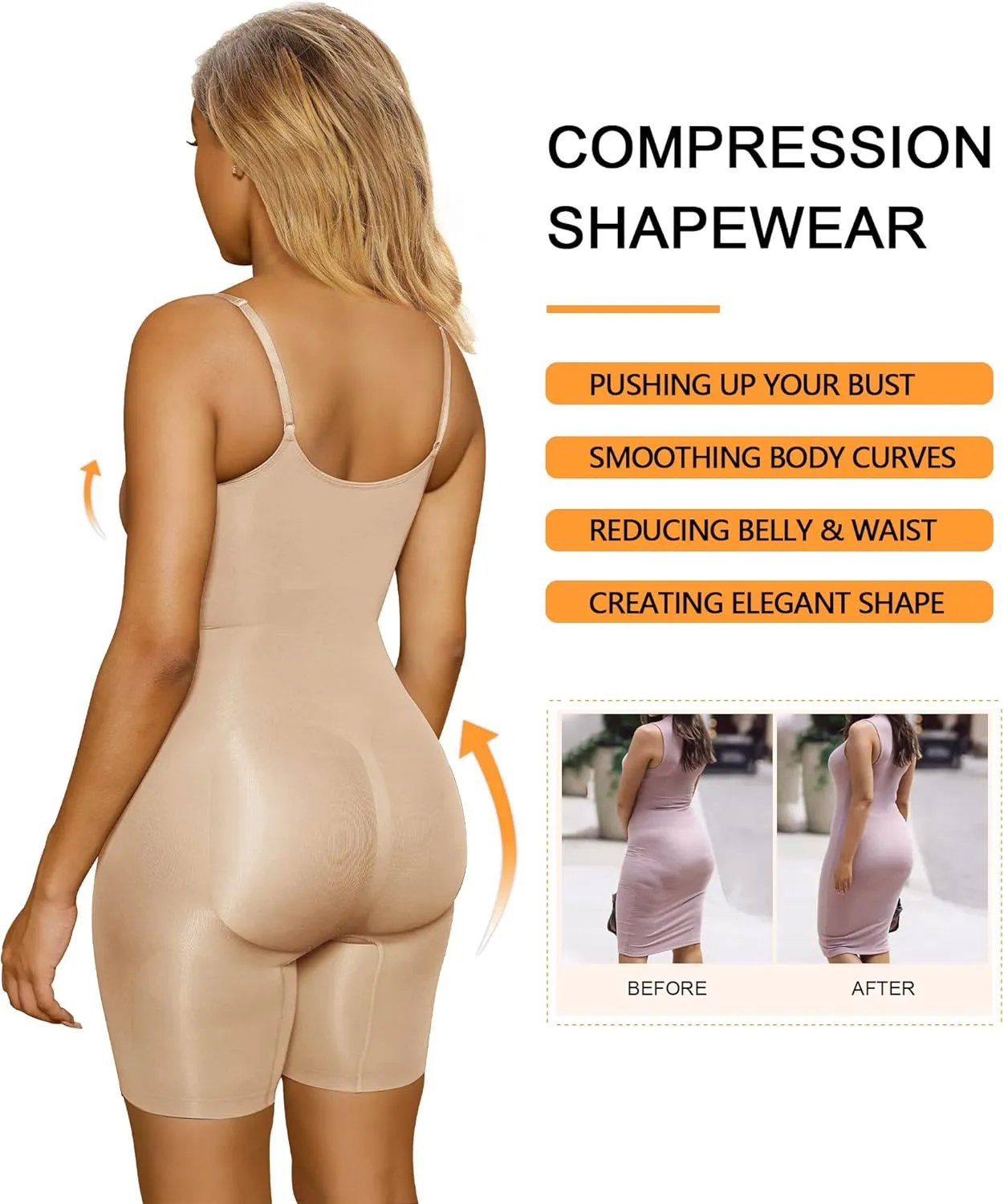 SHAPERX Women's Shapewear Bodysuit Tummy Control Body Shaper Seamless Sculpting Snatched Waist Body Suit