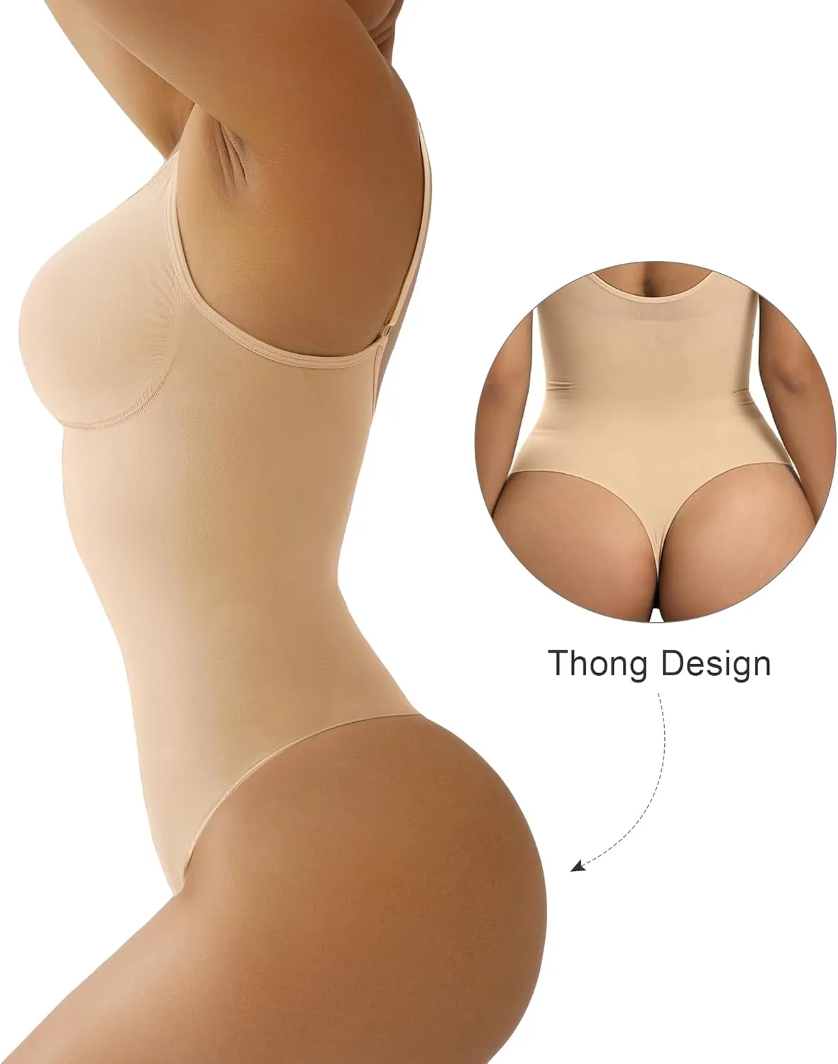 SHAPERX Women's Shapewear Bodysuit Tummy Control Body Shaper Seamless Sculpting Snatched Waist Body Suit