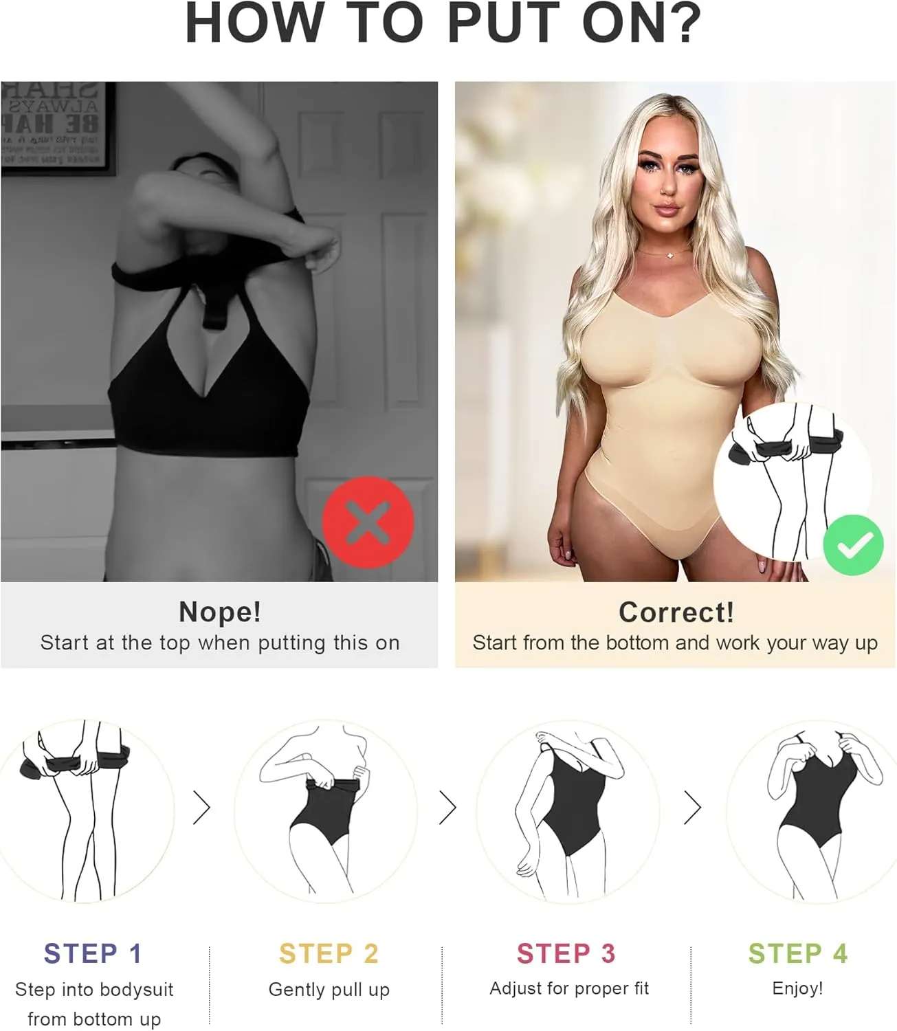SHAPERX Women's Shapewear Bodysuit Tummy Control Body Shaper Seamless Sculpting Snatched Waist Body Suit