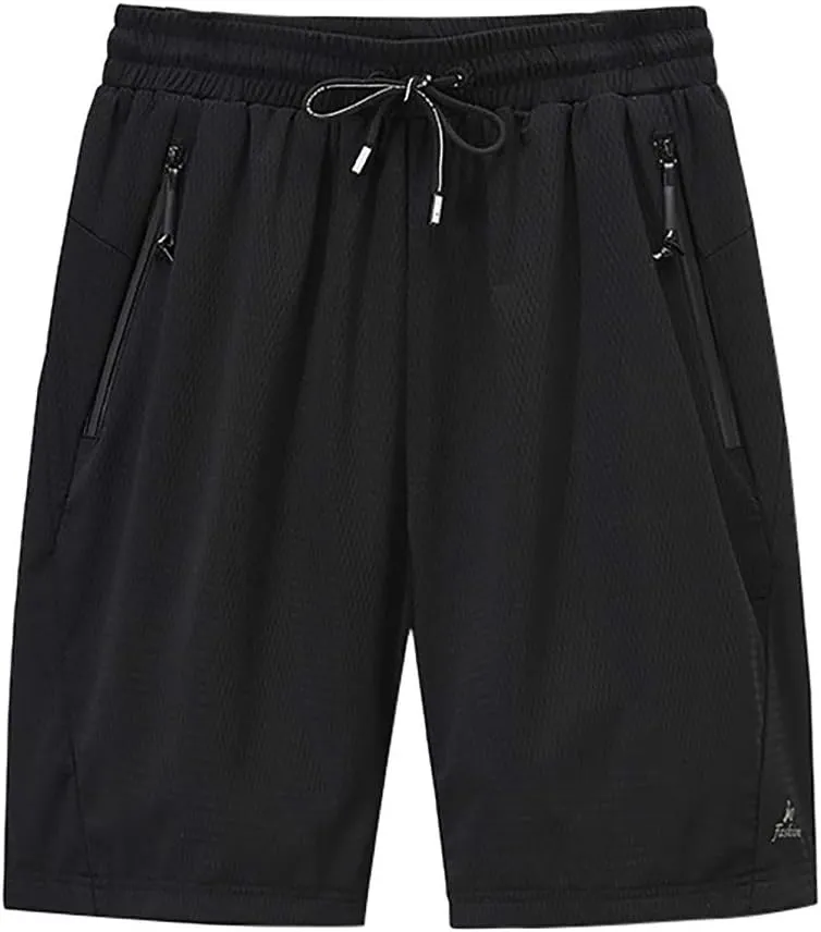 Shorts Men Athletic Men's Solid Mesh Quick Dry Athletic Gym Shorts Running Shorts Basketball Shorts with Drawtring