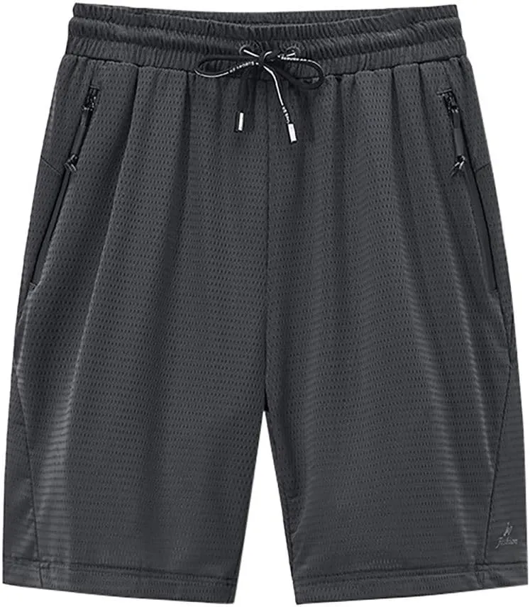 Shorts Men Athletic Men's Solid Mesh Quick Dry Athletic Gym Shorts Running Shorts Basketball Shorts with Drawtring