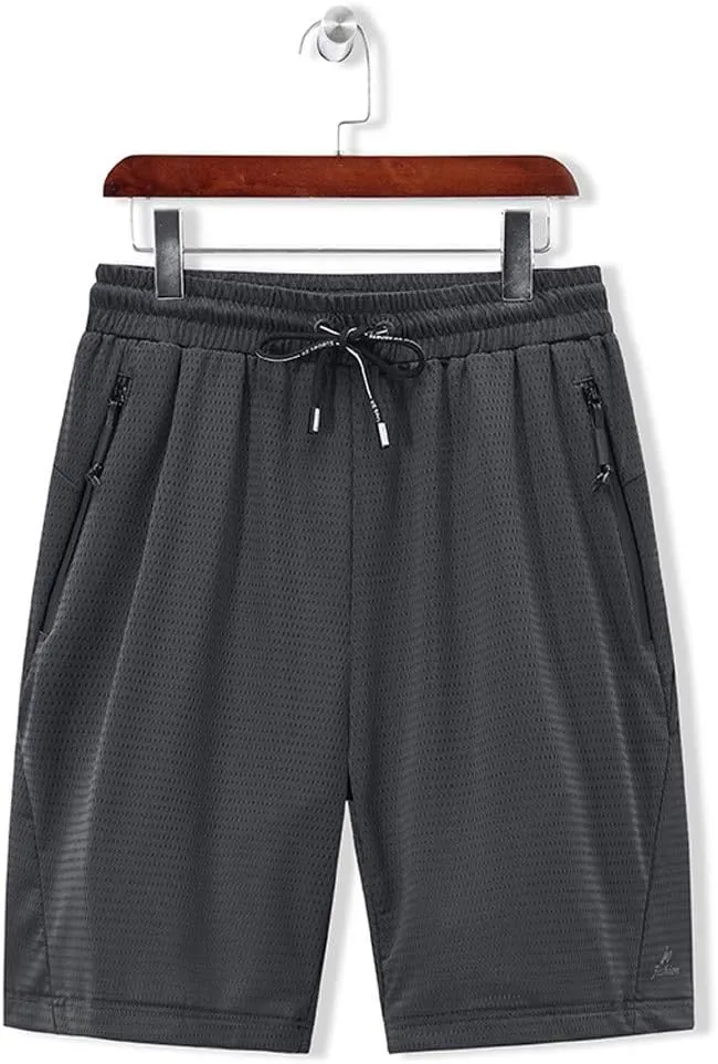 Shorts Men Athletic Men's Solid Mesh Quick Dry Athletic Gym Shorts Running Shorts Basketball Shorts with Drawtring