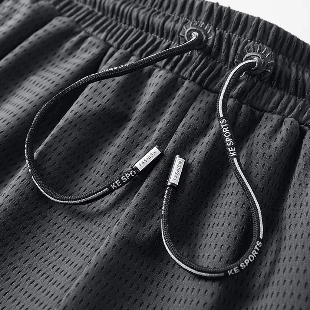 Shorts Men Athletic Men's Solid Mesh Quick Dry Athletic Gym Shorts Running Shorts Basketball Shorts with Drawtring