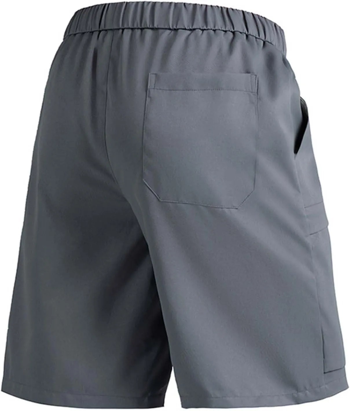 Sinzelimin Men's Cargo Shorts Fashion Multiple Pockets Lace up Elastic Waist Comfy Breathable Workwear Fishing Cropped Pants