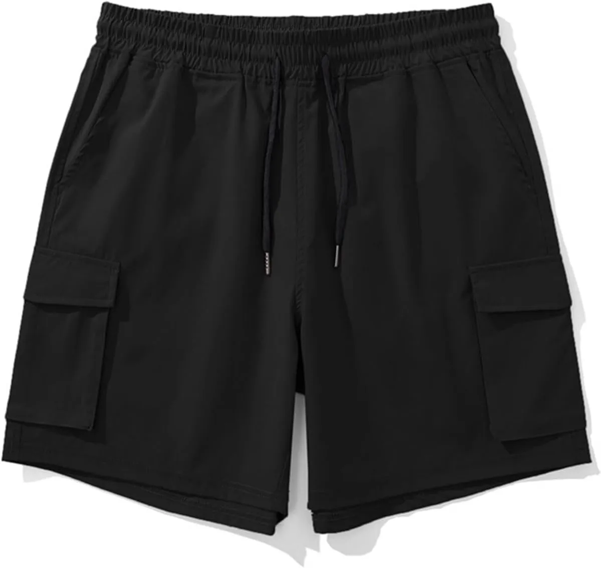 Sinzelimin Men's Cargo Shorts Summer Fashion Solid Color Multiple Pockets Loose Casual Comfy Cargo Short Pants