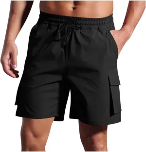 Sinzelimin Men's Cargo Shorts Summer Fashion Solid Color Multiple Pockets Loose Casual Comfy Cargo Short Pants