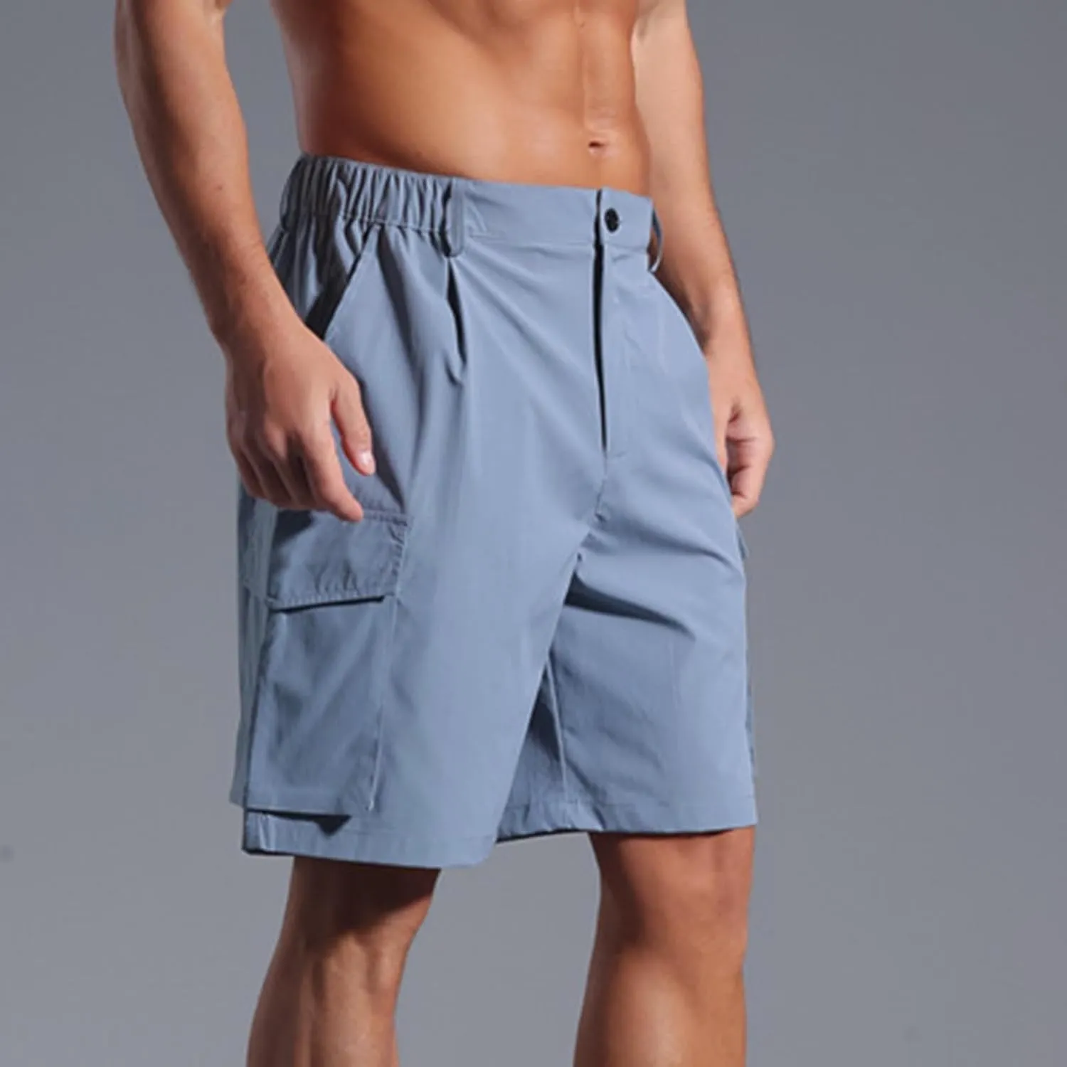 Sinzelimin Men's Casual Shorts Summer Fashion Dressy Casual Short Cargo Pants Multiple Pockets Loose Comfy Sport Crop Pants