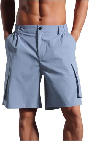 Sinzelimin Men's Casual Shorts Summer Fashion Dressy Casual Short Cargo Pants Multiple Pockets Loose Comfy Sport Crop Pants
