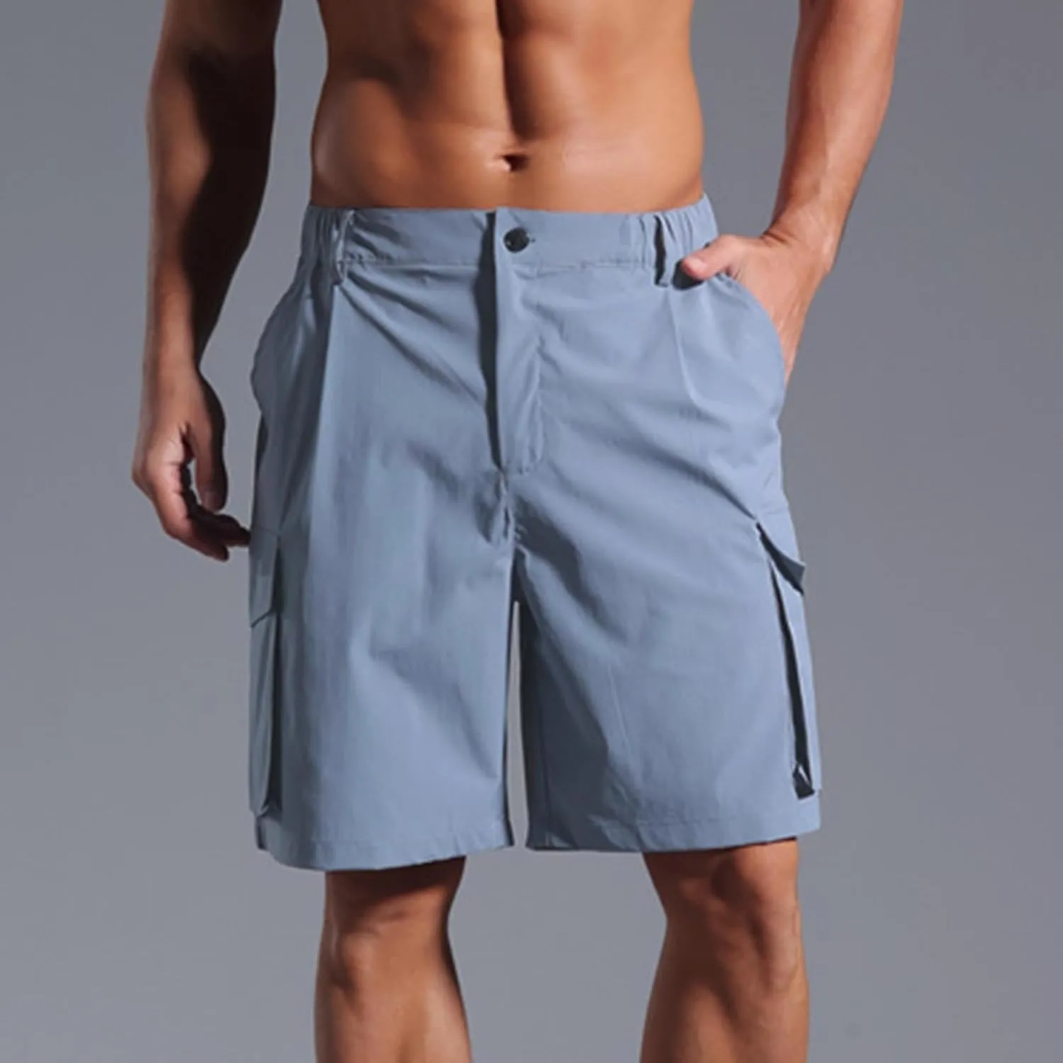 Sinzelimin Men's Casual Shorts Summer Fashion Dressy Casual Short Cargo Pants Multiple Pockets Loose Comfy Sport Crop Pants