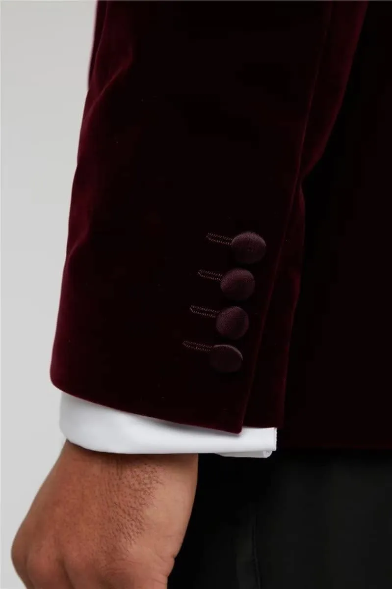 Slim Fit Velvet Suits for Men 2 Piece Dinner Prom Wedding Party Tuxedo Velvet Blazer Men Polyester Pants with Tie