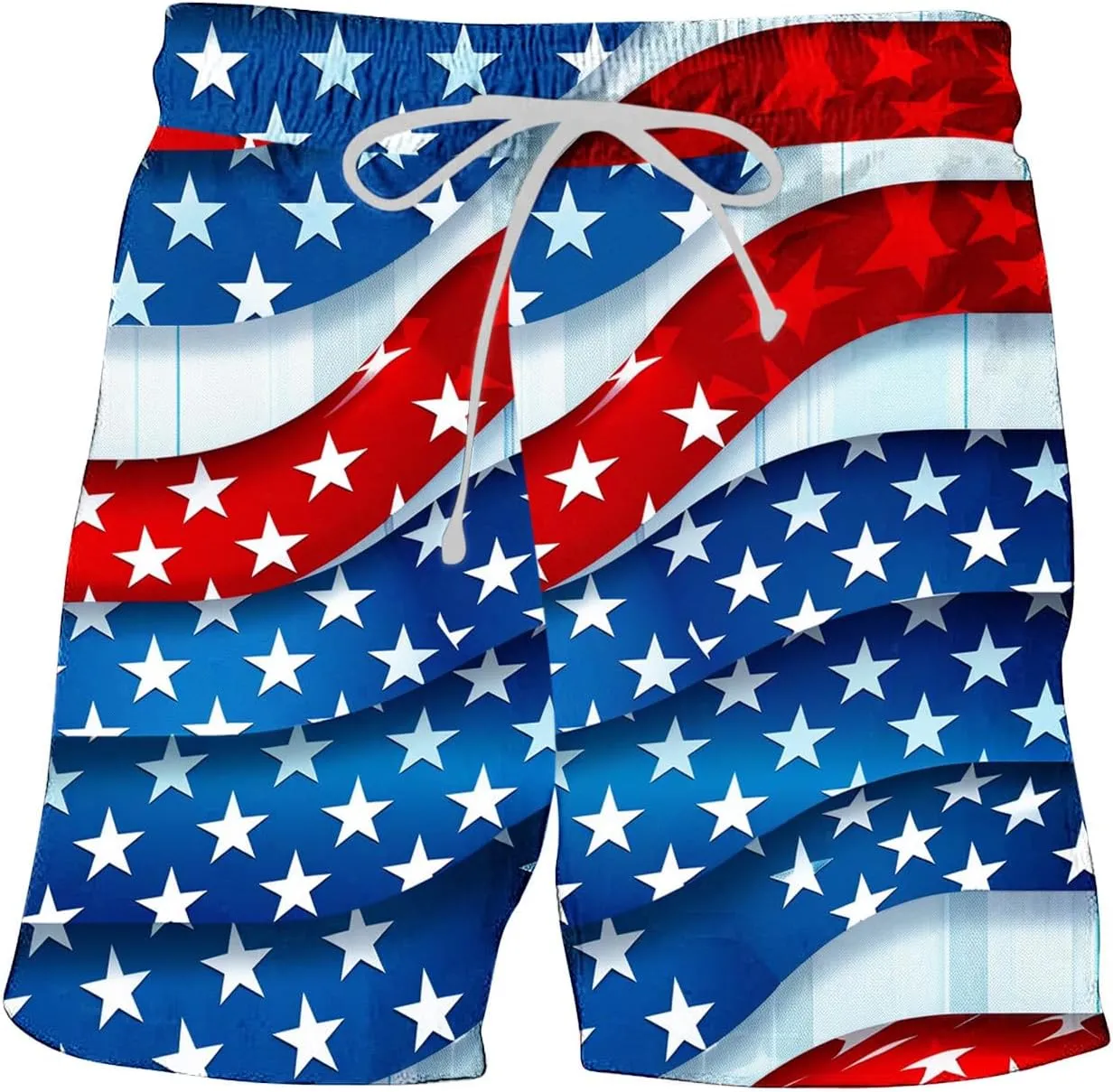 Swim Trunks Mens Quick Dry Board Shorts with Mesh Lining Pockets Breathable Surf Beach Swimwear 4th of July Patriotic