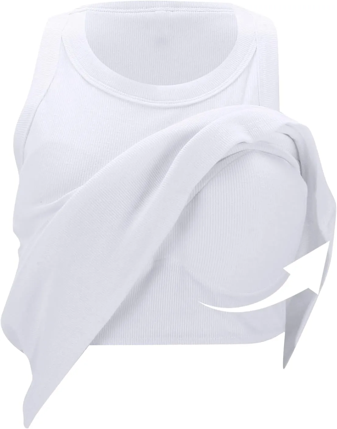 Tank Tops with Built in Bras Round Neck Ribbed Tank Top with Bra Pads Loose Casual Workout Tank Tops for Women
