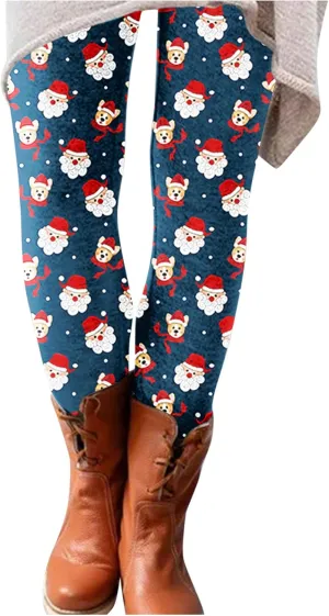 Thick Winter Warm Thermal High Waisted Women Long Printed Christmas Pants Cold Weather with Pockets Womens Leggings