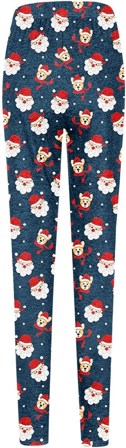 Thick Winter Warm Thermal High Waisted Women Long Printed Christmas Pants Cold Weather with Pockets Womens Leggings