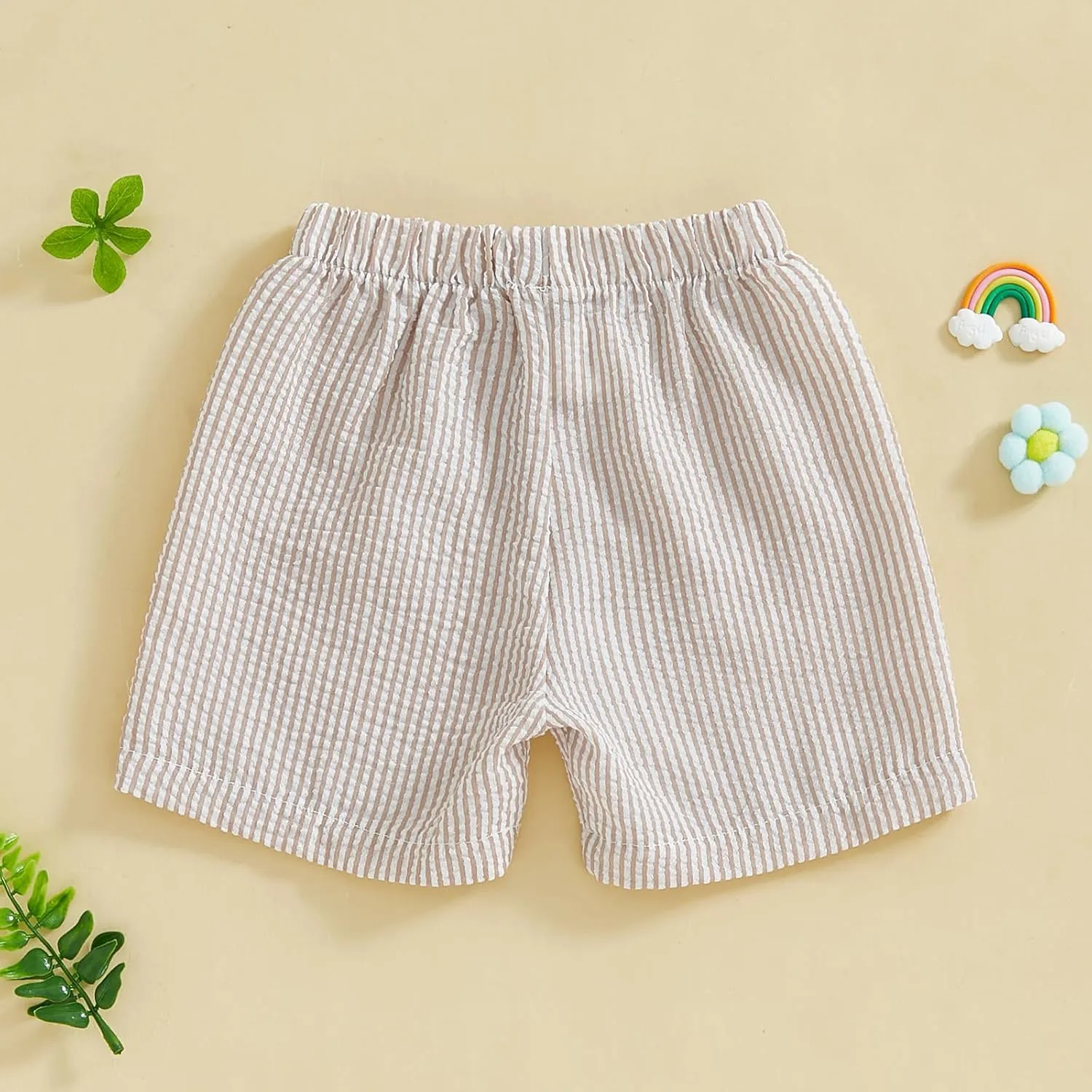 Toddler Baby Boy Girl Striped Boxer Shorts Elastic Waist Wide Leg Linen Seersucker Shorts Infant Summer Beach Bottom