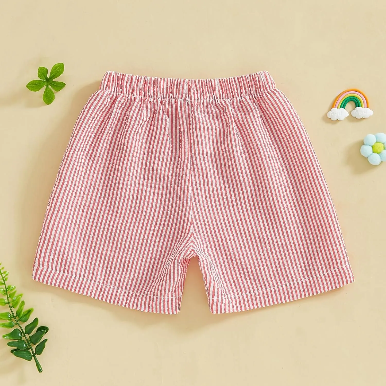 Toddler Baby Boy Girl Striped Boxer Shorts Elastic Waist Wide Leg Linen Seersucker Shorts Infant Summer Beach Bottom
