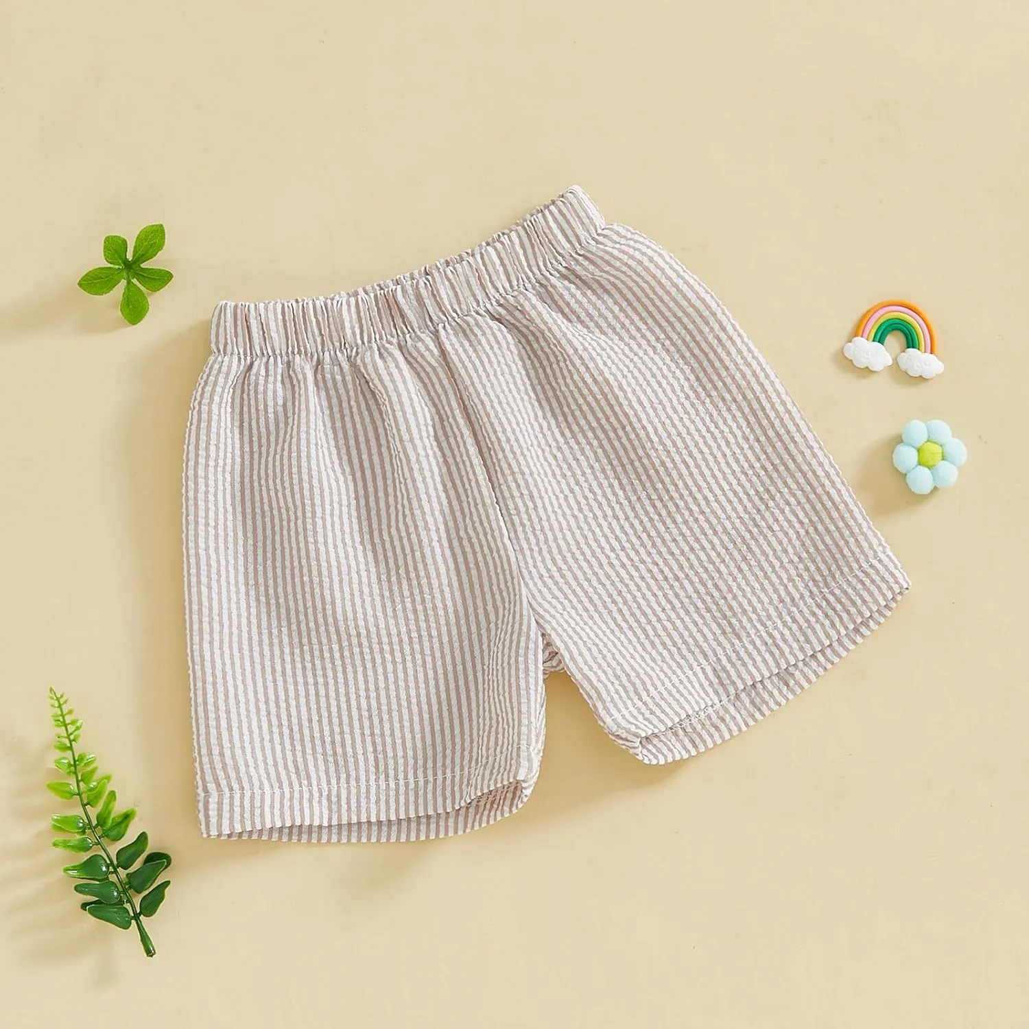 Toddler Baby Boy Girl Striped Boxer Shorts Elastic Waist Wide Leg Linen Seersucker Shorts Infant Summer Beach Bottom