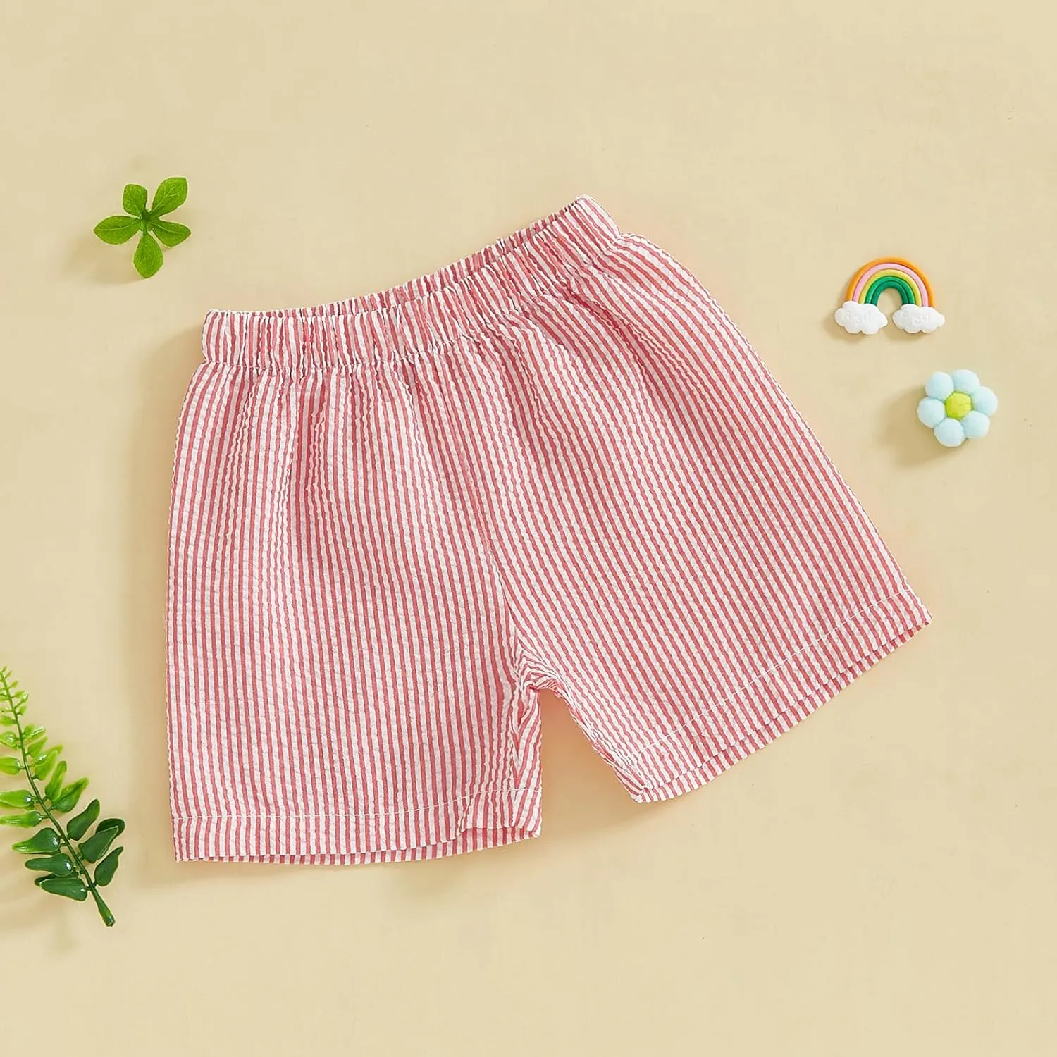 Toddler Baby Boy Girl Striped Boxer Shorts Elastic Waist Wide Leg Linen Seersucker Shorts Infant Summer Beach Bottom
