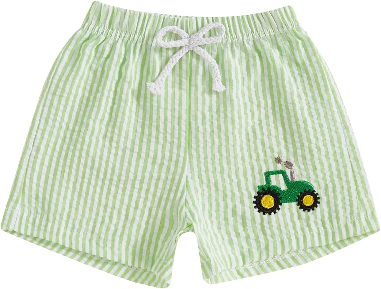 Toddler Kids Baby Boy Girl Gingham Seersucker Shorts Elastic Waist Striped Shorts Summer Casual Short Pants Bottoms