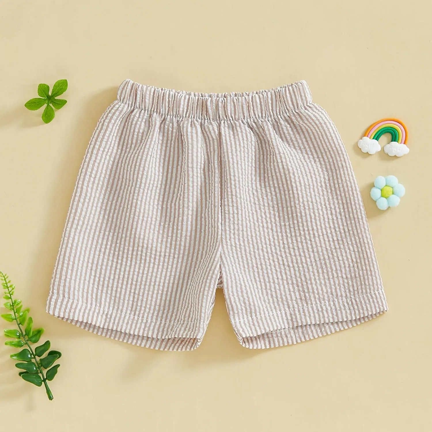 Toddler Kids Baby Boy Girl Gingham Seersucker Shorts Elastic Waist Striped Shorts Summer Casual Short Pants Bottoms