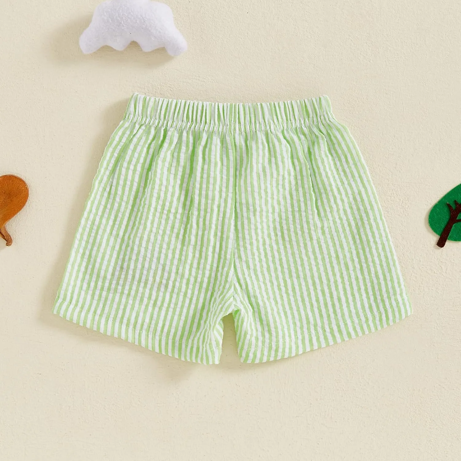 Toddler Kids Baby Boy Girl Gingham Seersucker Shorts Elastic Waist Striped Shorts Summer Casual Short Pants Bottoms