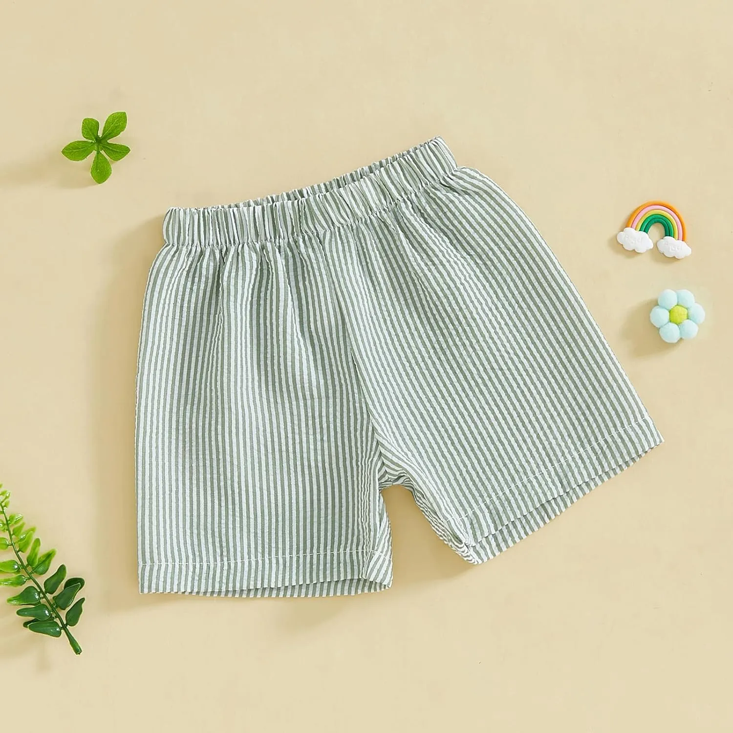 Toddler Kids Baby Boy Girl Gingham Seersucker Shorts Elastic Waist Striped Shorts Summer Casual Short Pants Bottoms