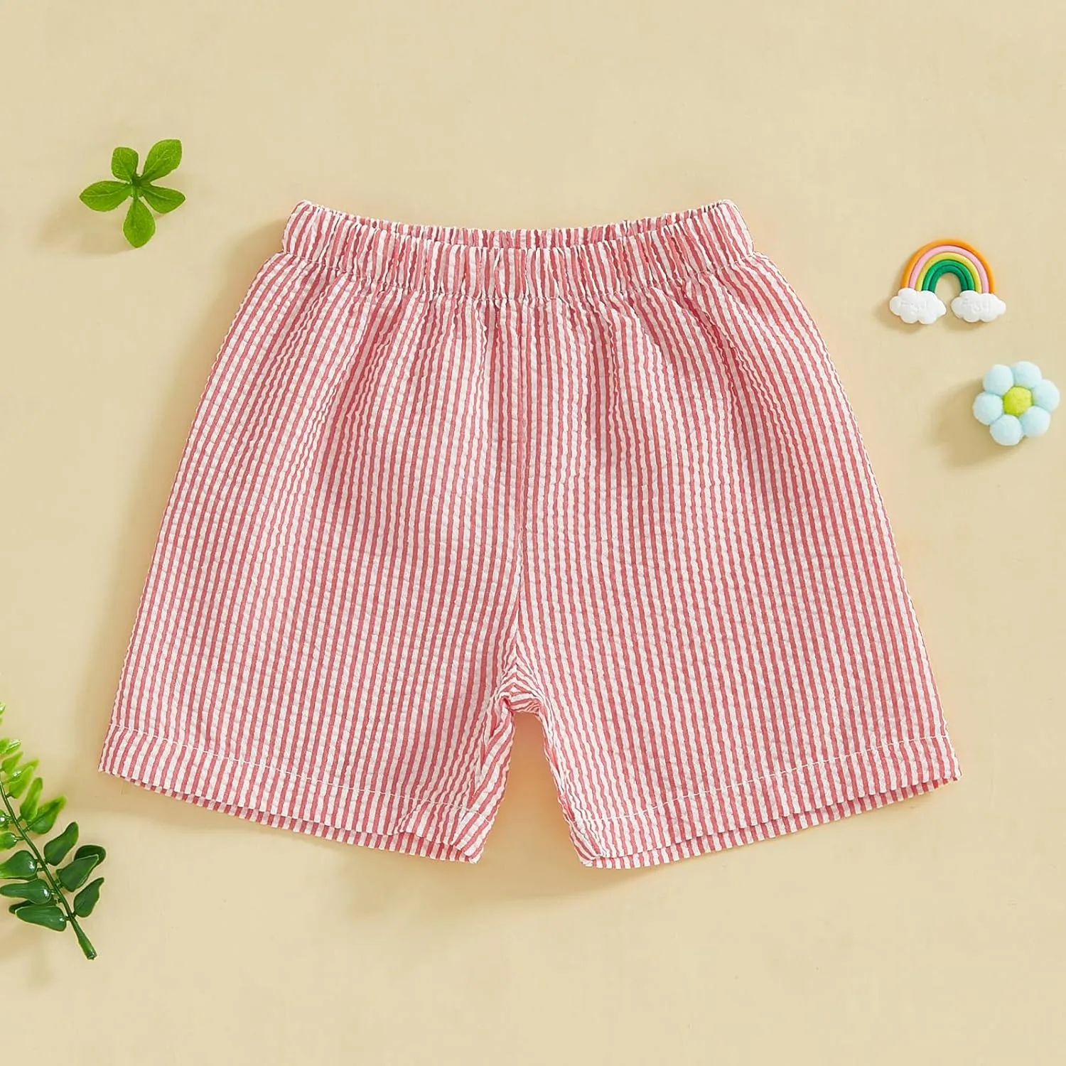 Toddler Kids Baby Boy Girl Gingham Seersucker Shorts Elastic Waist Striped Shorts Summer Casual Short Pants Bottoms