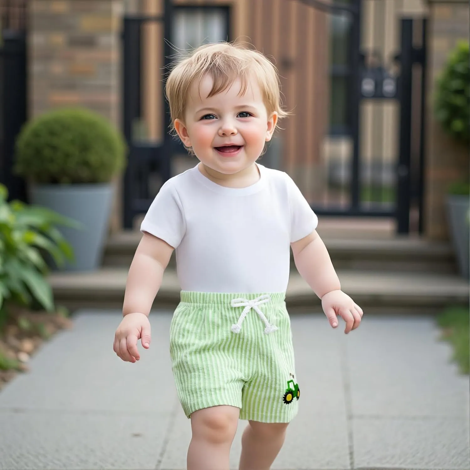 Toddler Kids Baby Boy Girl Gingham Seersucker Shorts Elastic Waist Striped Shorts Summer Casual Short Pants Bottoms