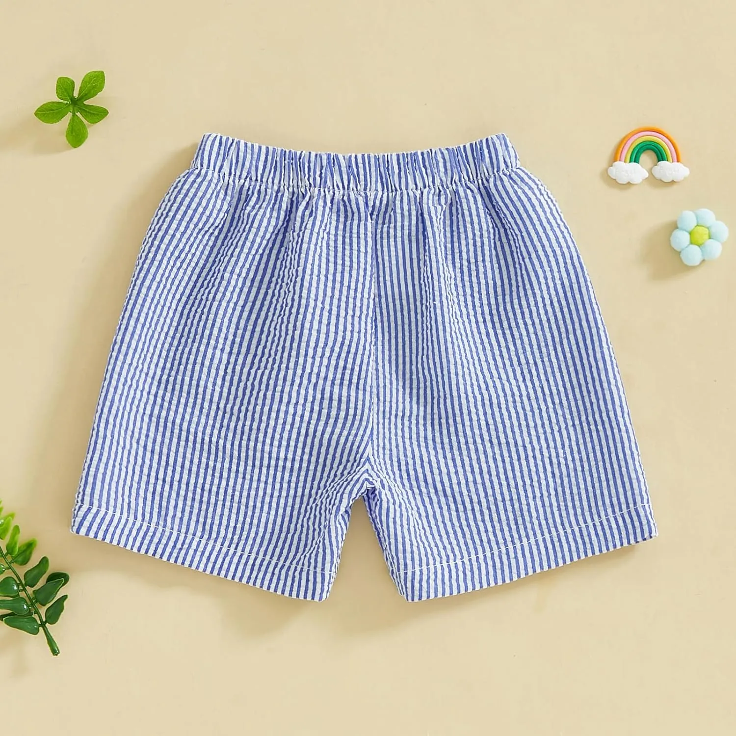 Toddler Kids Baby Boy Girl Gingham Seersucker Shorts Elastic Waist Striped Shorts Summer Casual Short Pants Bottoms