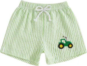 Toddler Kids Baby Boy Girl Gingham Seersucker Shorts Elastic Waist Striped Shorts Summer Casual Short Pants Bottoms