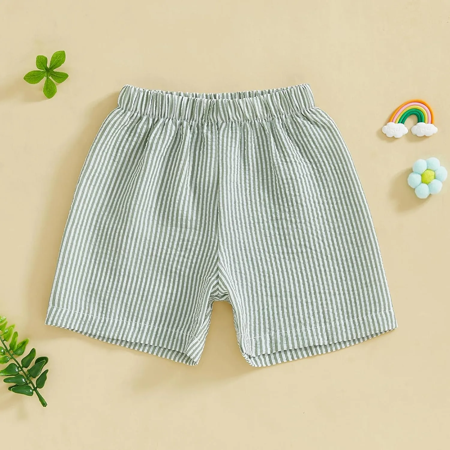 Toddler Kids Baby Boy Girl Gingham Seersucker Shorts Elastic Waist Striped Shorts Summer Casual Short Pants Bottoms