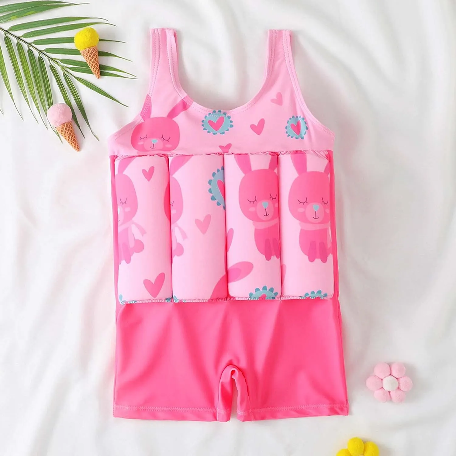 Toddler Swimsuit with Removable Buoyancy Summer Kids Floating Swimwear 6M-4Y
