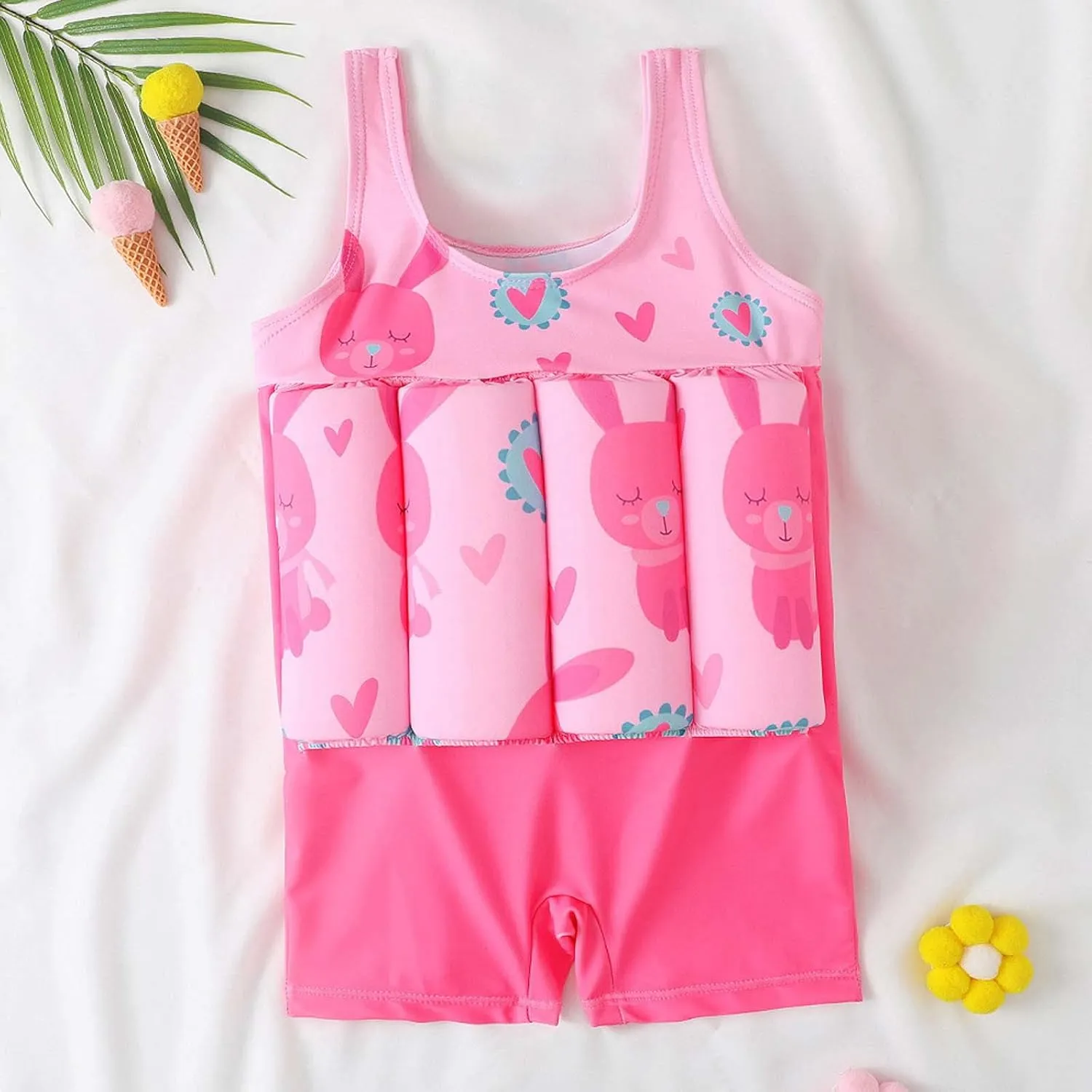 Toddler Swimsuit with Removable Buoyancy Summer Kids Floating Swimwear 6M-4Y