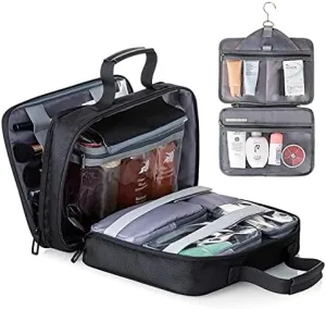Travel Wall Mounted Waterproof Large Capacity Washing Bag Portable Oxford Multi-layer Cosmetic Bag - (Color: Black)