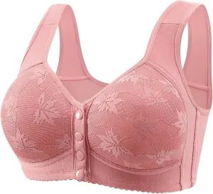 Underoutfit Bras for Women,No Underwire Breathable Bras Full Support Front Closure Bras Plus Size Front Button Bras