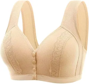 Underoutfit Bras for Women,No Underwire Breathable Bras Full Support Front Closure Bras Plus Size Front Button Bras