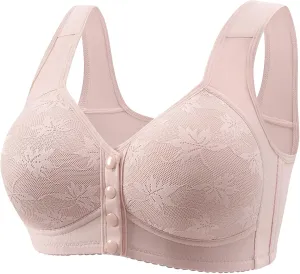 Underoutfit Bras for Women,No Underwire Breathable Bras Full Support Front Closure Bras Plus Size Front Button Bras