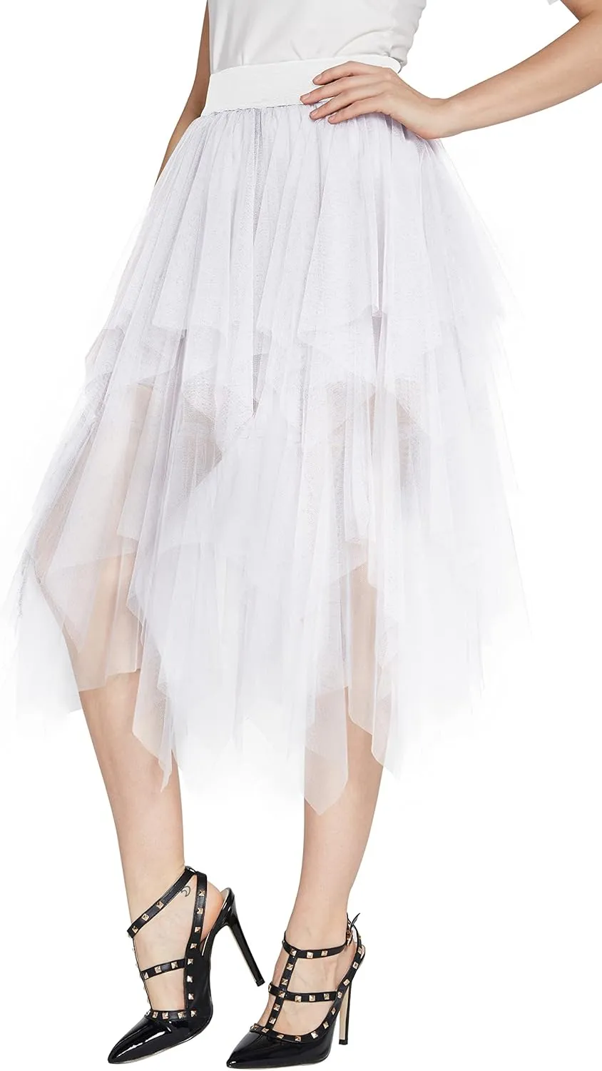 Urban CoCo Women's Sheer Tutu Skirt Tulle Mesh Layered Midi Skirt