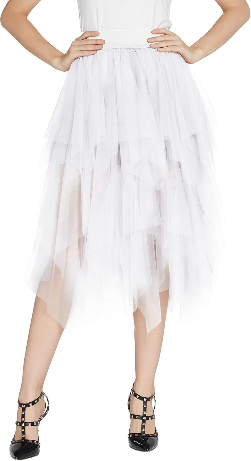 Urban CoCo Women's Sheer Tutu Skirt Tulle Mesh Layered Midi Skirt