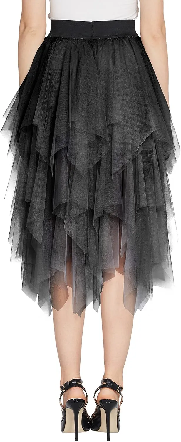 Urban CoCo Women's Sheer Tutu Skirt Tulle Mesh Layered Midi Skirt