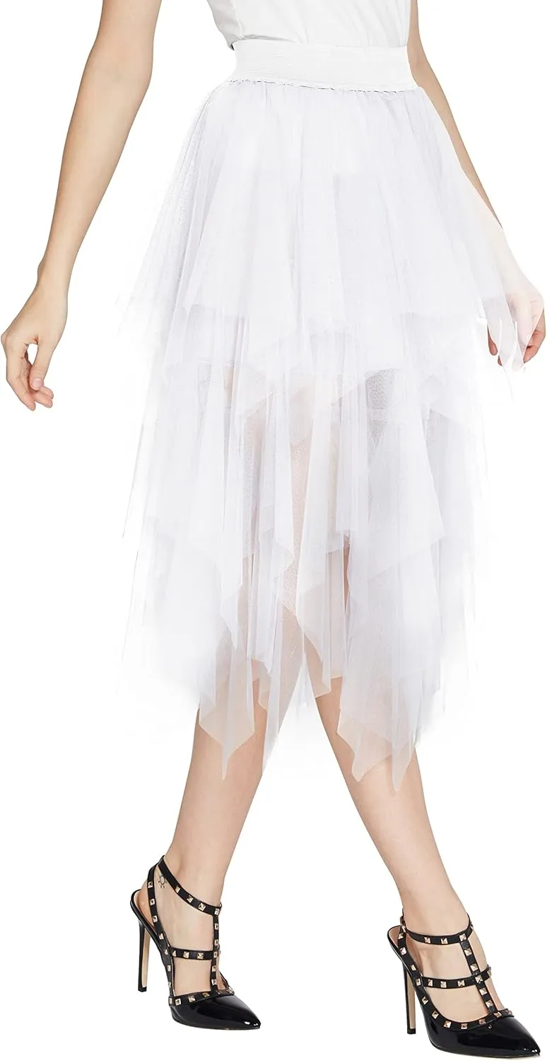 Urban CoCo Women's Sheer Tutu Skirt Tulle Mesh Layered Midi Skirt