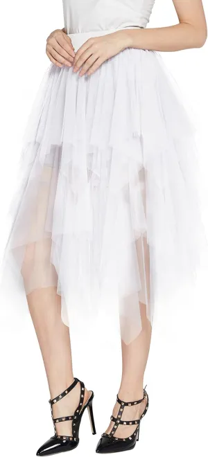 Urban CoCo Women's Sheer Tutu Skirt Tulle Mesh Layered Midi Skirt