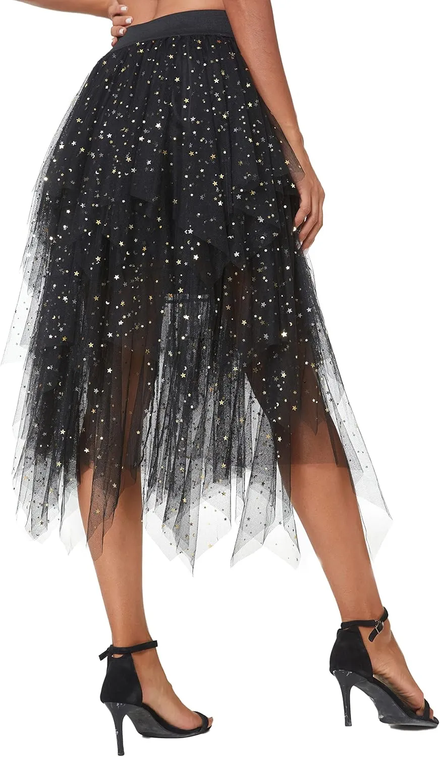 Urban CoCo Women's Sheer Tutu Skirt Tulle Mesh Layered Midi Skirt