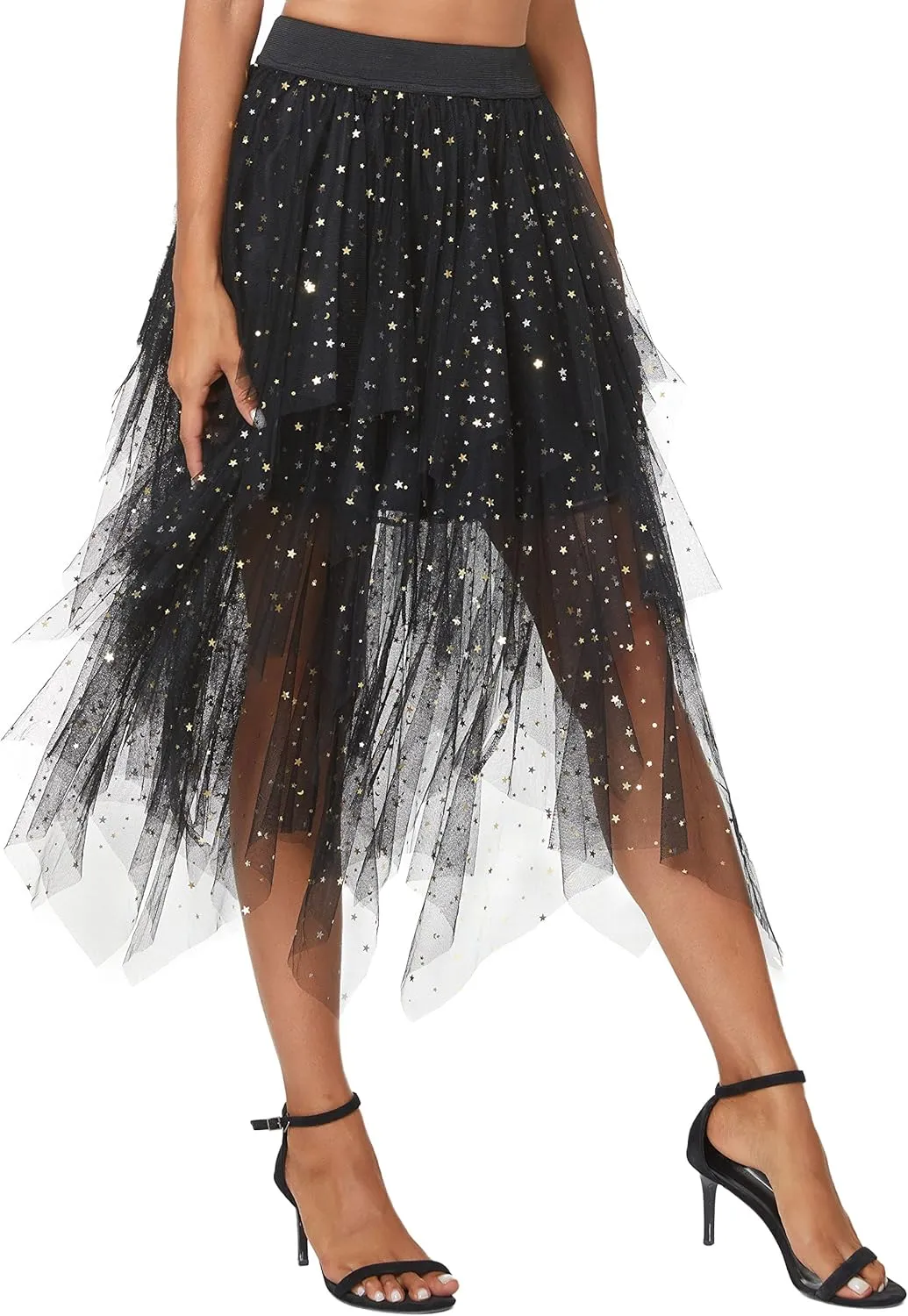 Urban CoCo Women's Sheer Tutu Skirt Tulle Mesh Layered Midi Skirt