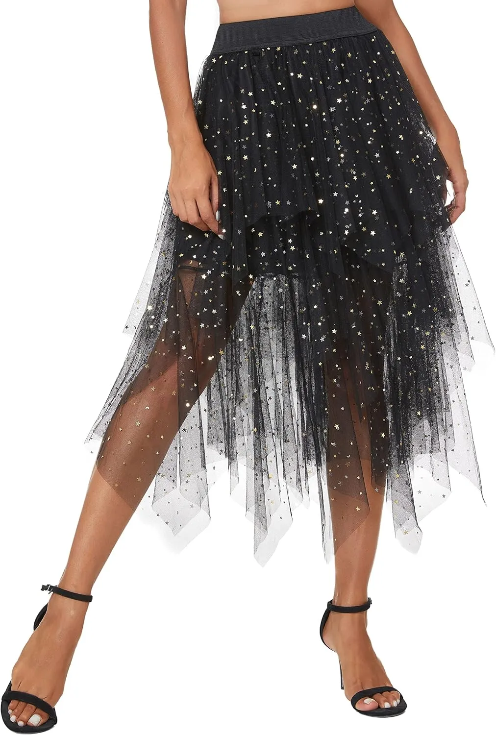 Urban CoCo Women's Sheer Tutu Skirt Tulle Mesh Layered Midi Skirt