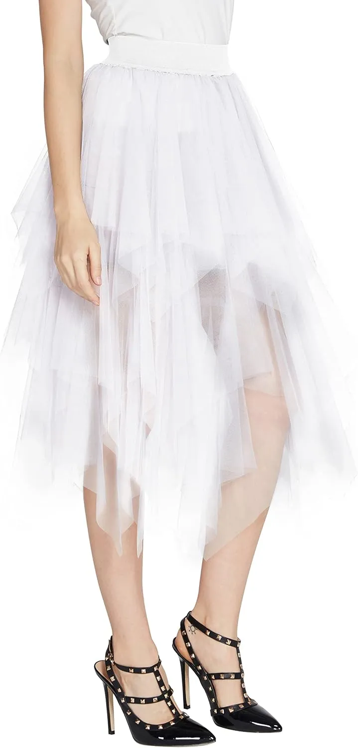 Urban CoCo Women's Sheer Tutu Skirt Tulle Mesh Layered Midi Skirt