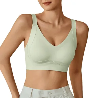 V Neck Bra Padded Seamless Wireless Adjustable Straps No Underwire with Soft Support Regular and Plus Size
