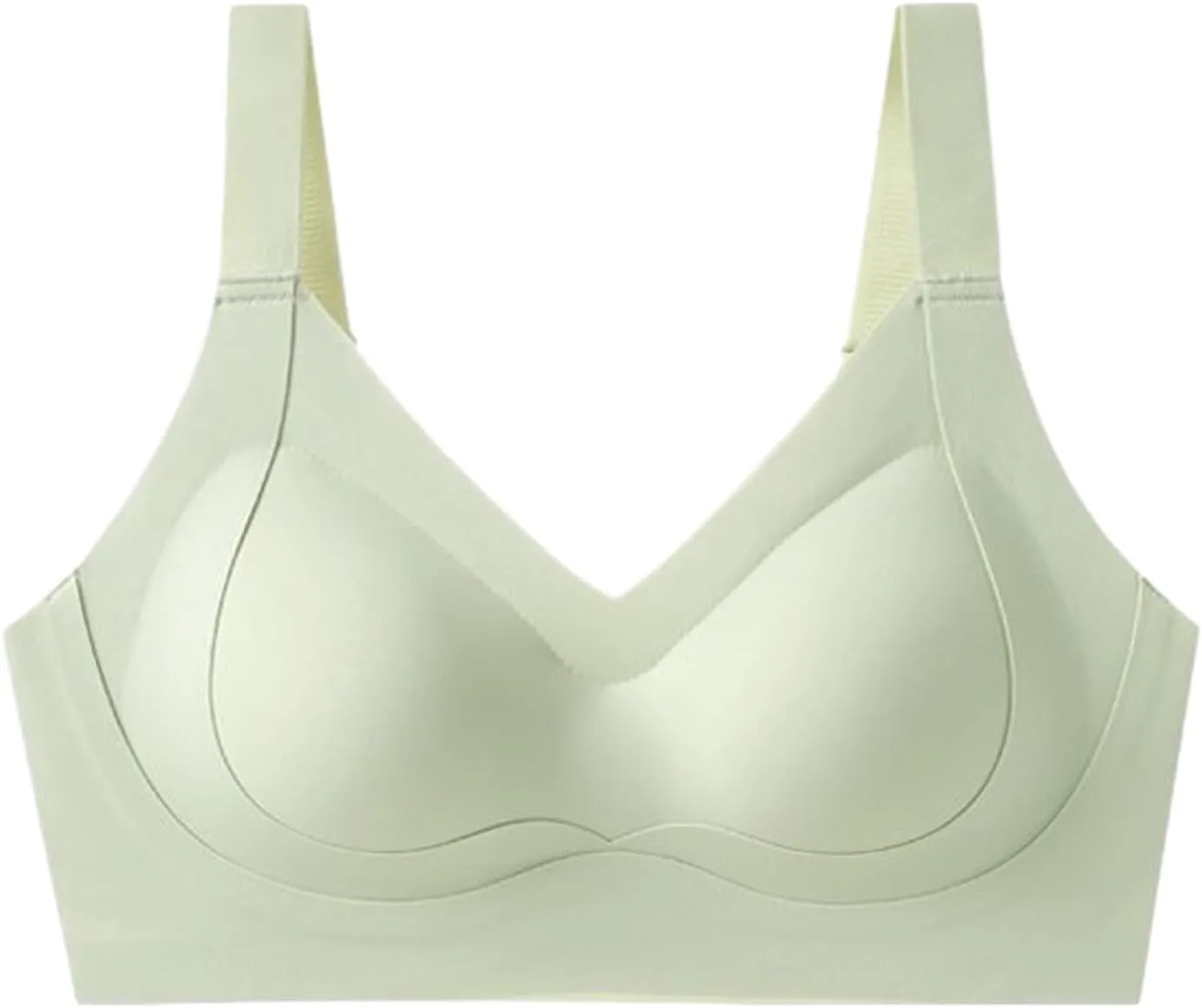 V Neck Bra Padded Seamless Wireless Adjustable Straps No Underwire with Soft Support Regular and Plus Size
