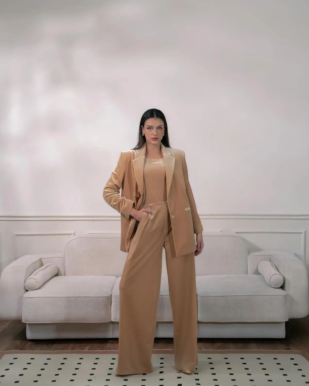 Velvet Womens Blazer, Trendy Oversized Fit, Long Sleeve Blazers for Women, Office Attire, Business Casual, Work Clothes